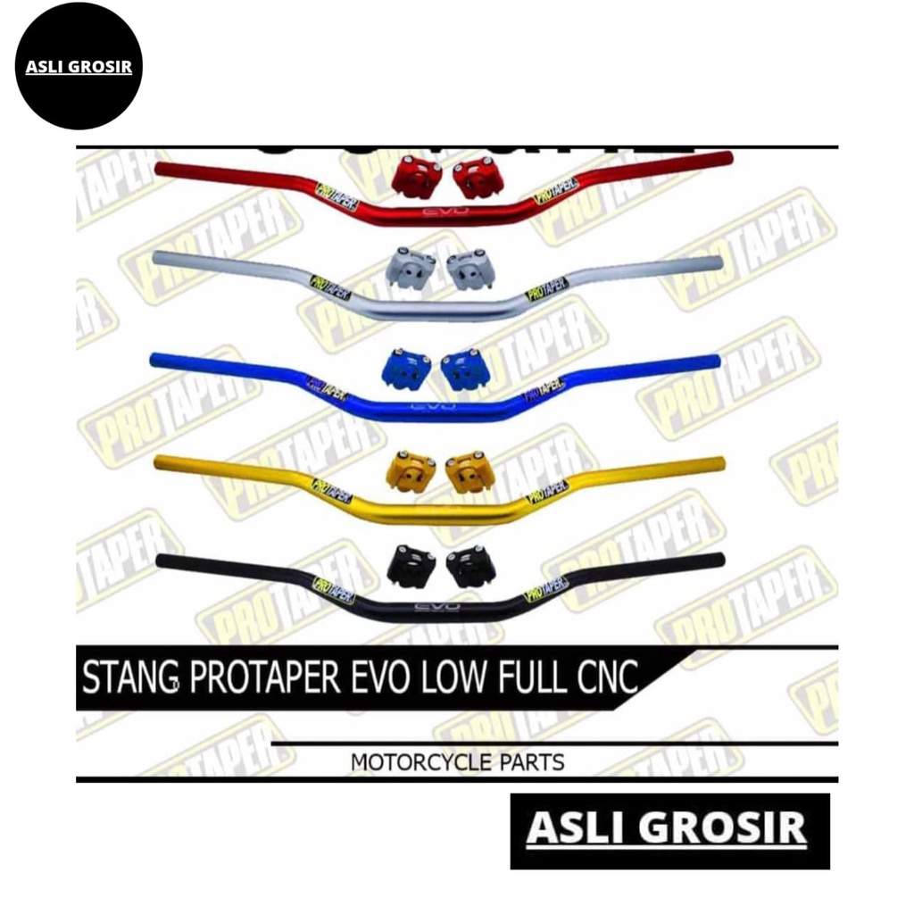 Stang Fatbar Protaper Evo Low Plus Raiser Klx Trail Vixion Crf Tiger Nmax Pcx Dll Full CNC Merah Silver Biru Gold Hitam