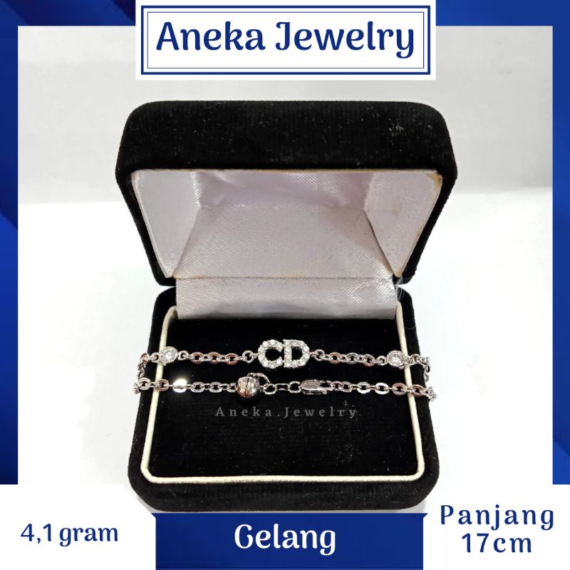Gelang Holo CD Mata2, Perak 925, Sepuh Emas Putih
