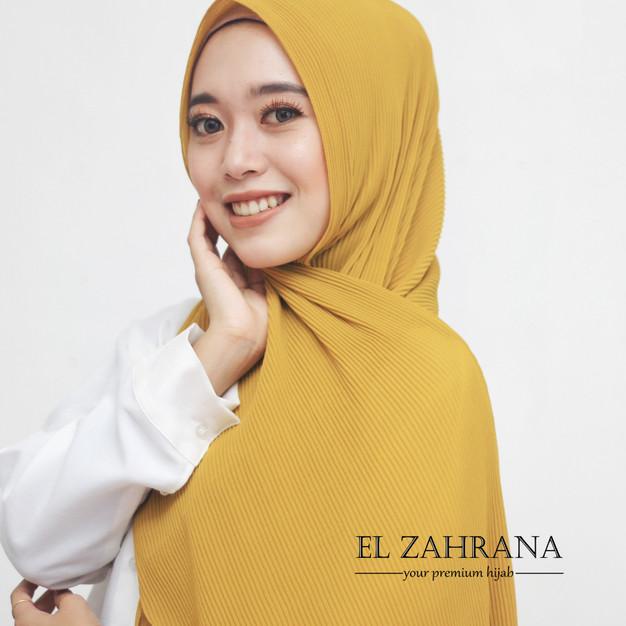 Pashmina Plisket Full Tanpa Garis Tengah Ceruty Babydoll El Zahrana - Hitam