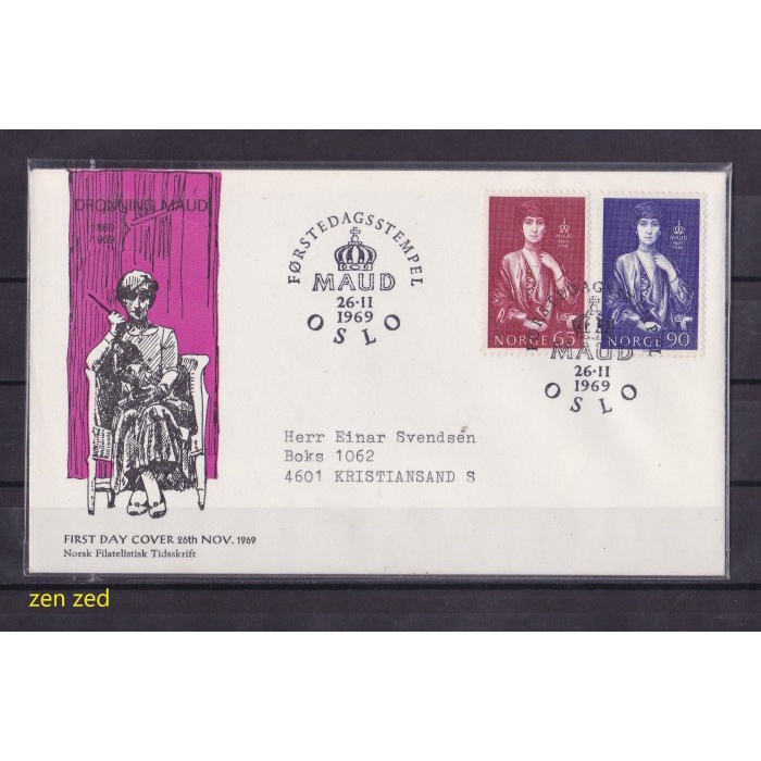 

A162 Perangko FDC SHP Norwegia 1969 Queen Maud 1 Pcs