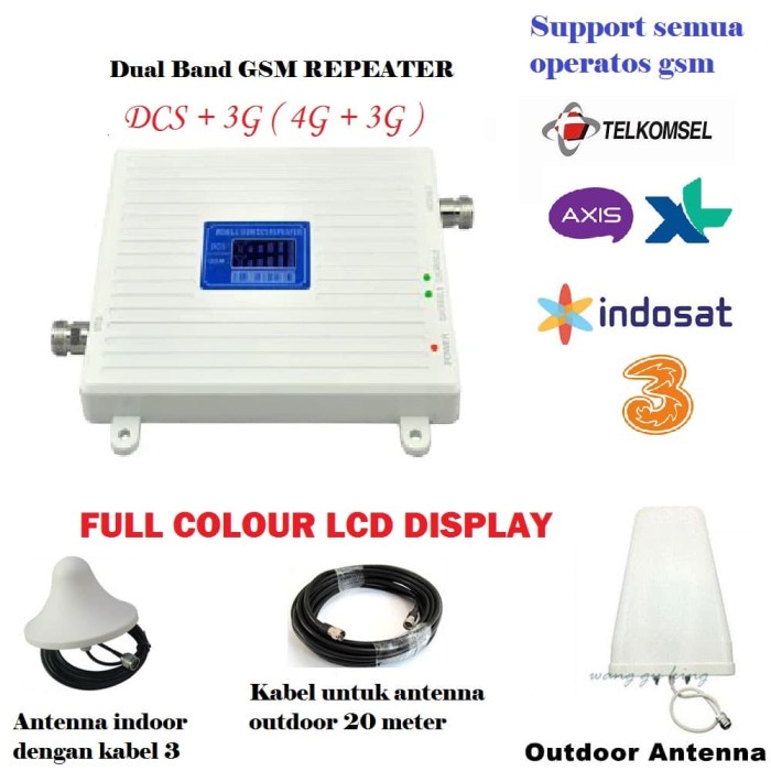 ((BISA COD)) GSM Repeater 3G/4G HIGH POWER Dual Band ( 4G 1800Mhz Dan 3G 2100Mhz)