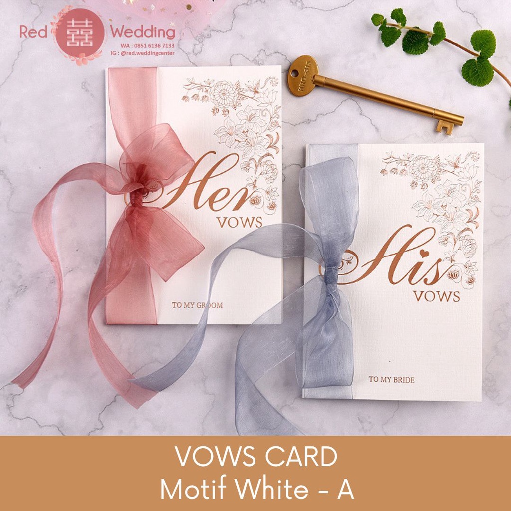 VOWS CARD Kartu Ucapan Janji Wedding Shuang Xi Pita Aesthetic Tebal Premium Set Lengkap dengan Pena Estetik