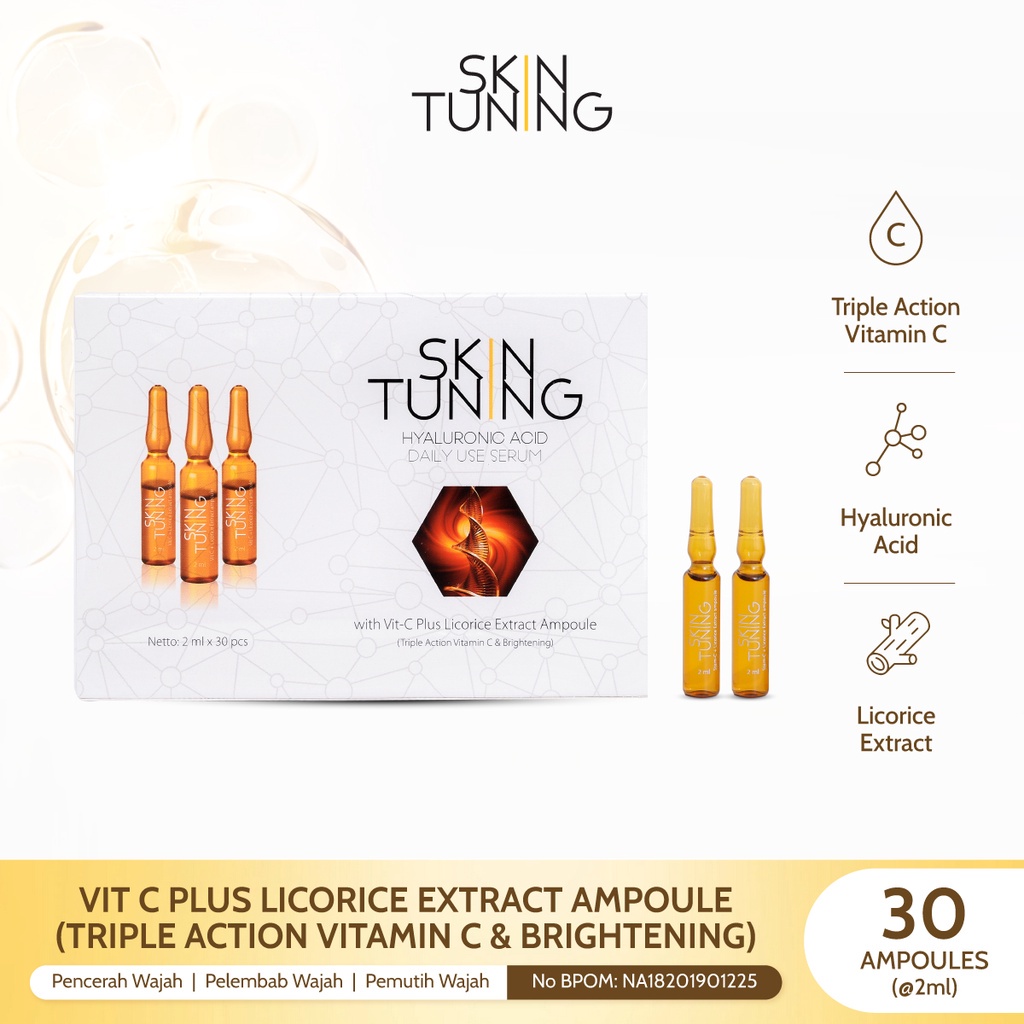 SKIN TUNING Vit C Plus Licorice Extract Ampoule (Triple Action Vitamin C &amp; Brightening) Pencerah Wajah Pelembab Wajah Pemutih Wajah