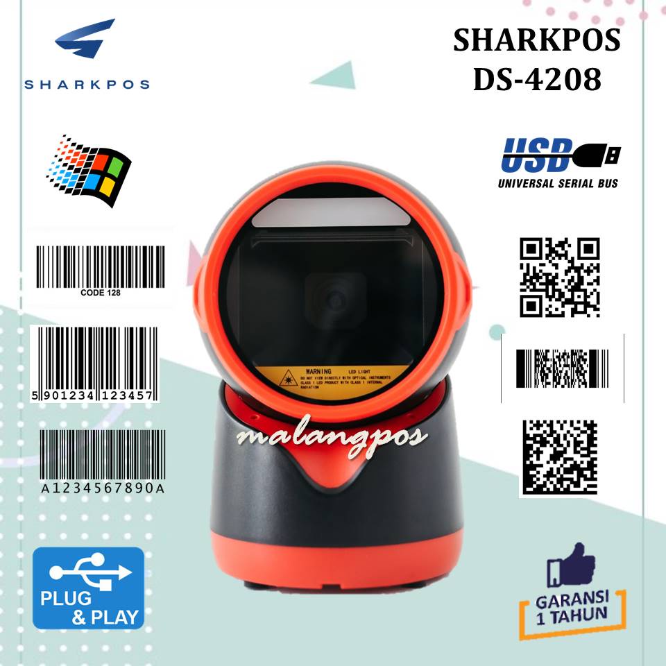 Sharkpos DS 4208 DS4208 Omni Barcode Scanner USB 1D 2D QRcode Scanner EFAKTUR E-Faktur Scanner Desktop 2D DS4208