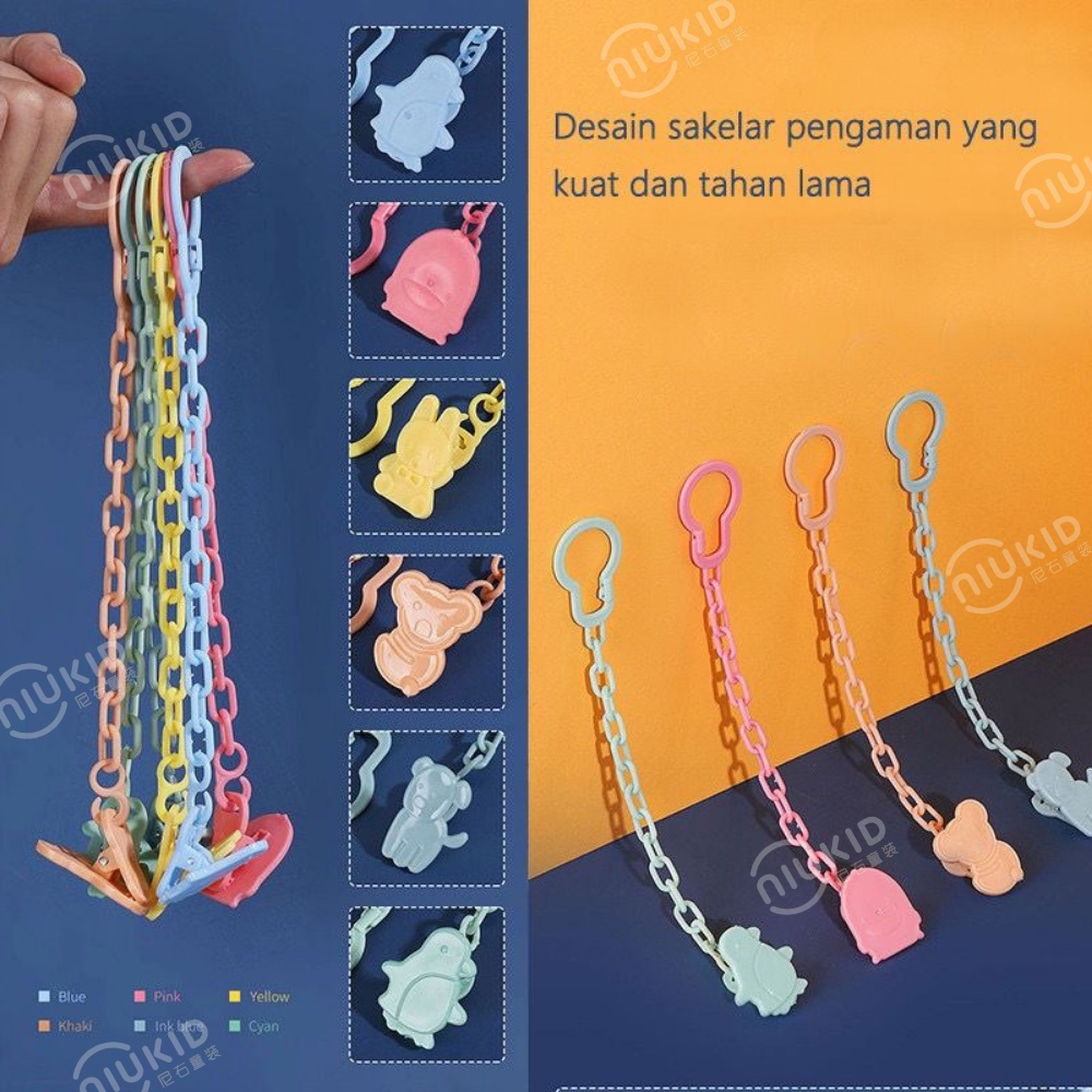 NIUKID KLIP RANTAI PENJEPIT DOT BAYI RANTAI DOT BAYI TALI GANTUNGAN EMPENG PACIFIER HOLDER CHAIN