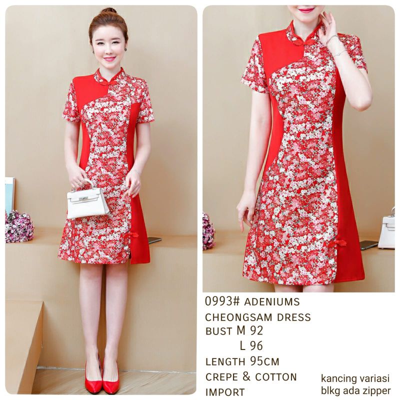 MDLV ~ 0993# CNY Adeniums Cheongsam Dress Imlek Sincia Import