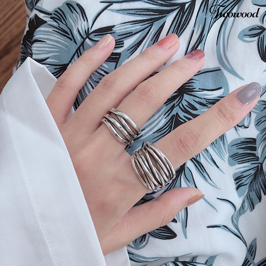 Cincin Model Terbuka Bahan Alloy Warna Silver Gaya Vintage Untuk Wanita