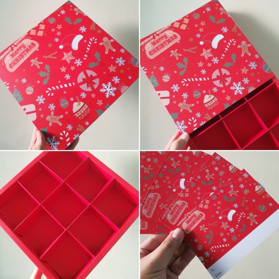 

(5pcs) kotak packaging natal kue mooncake sekat 9 dus pie mini box fruitpie kardus hampers merry christmas