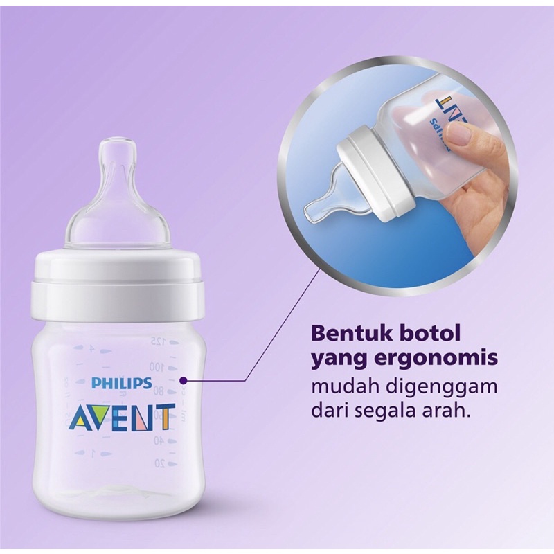 Philips Avent Classic Plus Bottle 125ml 0M+/ Botol Susu Avent Klasik 125 ml.