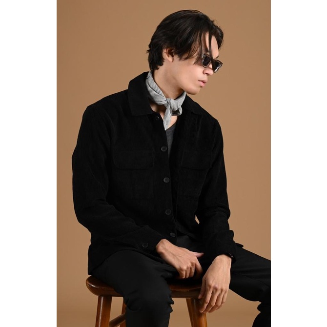 JAKET PREPP STUDIO CORDUROY OVERSHIRT JACKET BLACK