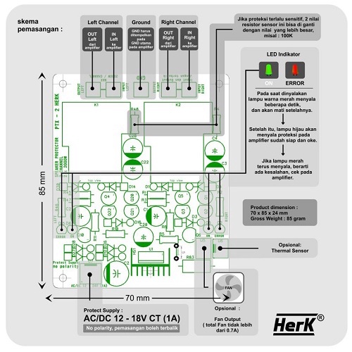 Kit Protektor Speaker PTX-2 2X 2000W ( 2-Channel ) Stereo Speaker Protector Penghilang Suara Noise Jeduk Spiker Anti Jebol