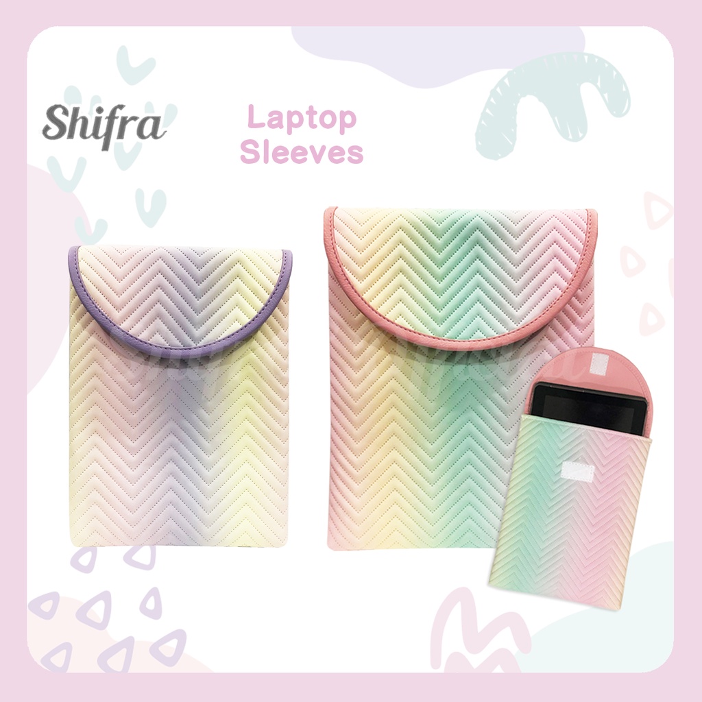 Shifra Tas Laptop Sleeve Pink Purple Rainbow Pelangi 10 - 12 inch