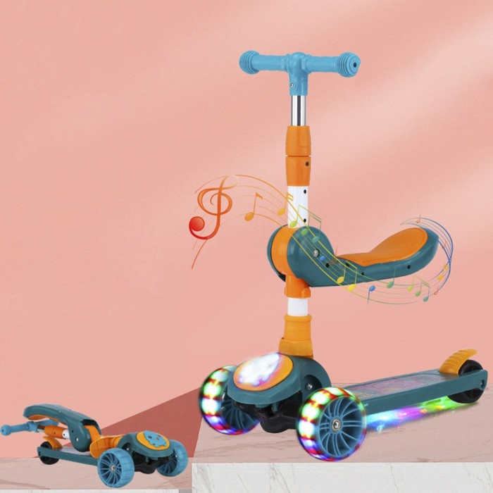 Skuter Mainan Edukasi Anak Skuter Duduk 3 Roda 2In1 Led / Otoped Anak