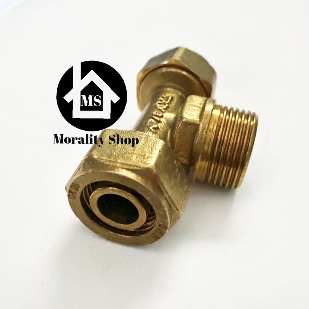 Nepel T Elbow Sambungan pipa air panas Kuningan 1/2&quot; 3/4&quot; TPPL-Nepel Tee Pipa air Brass Fitting Tee Elbow Water Heater