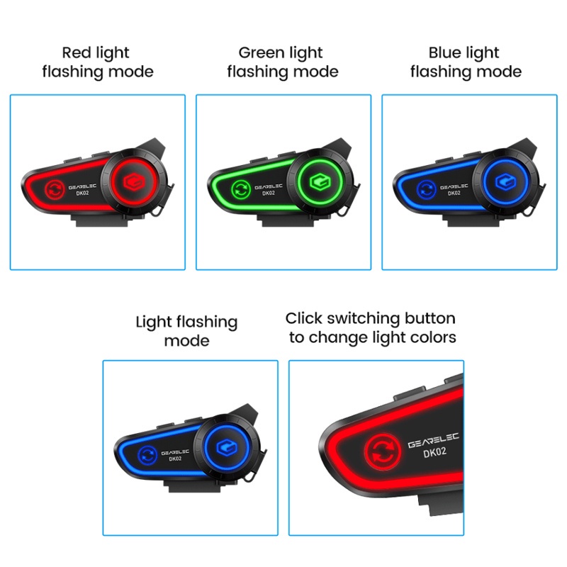 Gearelec intercom BT5.2 DK02 Helm Bluetooth Headset Hands Free Call Kit IPX7 Tahan Air 2800mAh