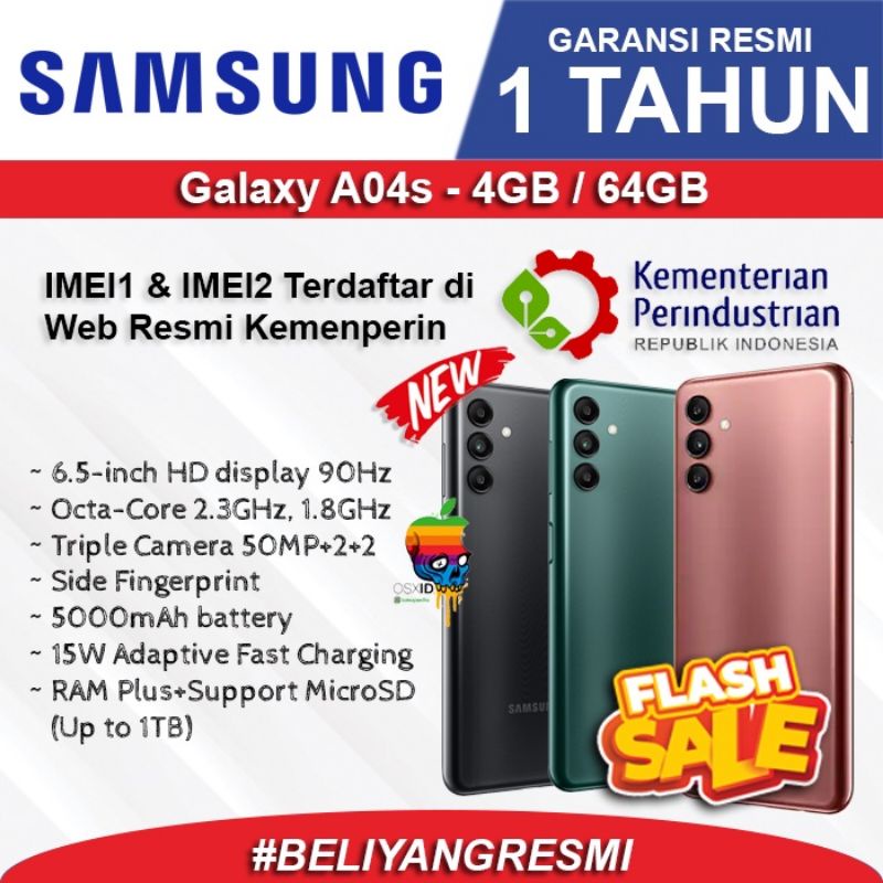 SAMSUNG GALAXY A03 CORE & A04 & A04s 4G RAM 4/64 GB NEW GARANSI RESMI SAMSUNG