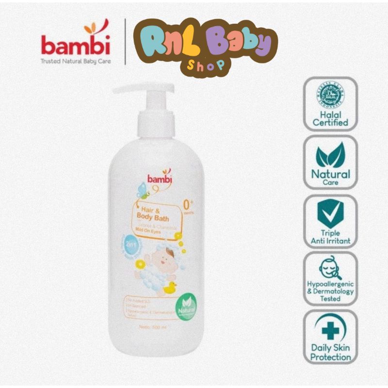 Bambi Baby Hair &amp; Body Bath Pump 500 ml - Sabun &amp; Shampo Bayi