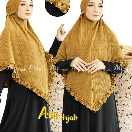 ¢ Bergo Pet Plisket Jersey Jumbo Size Xl Rempel Terbaru/Jilbab Harian Bergo Pet Plisket Kombi Rempel