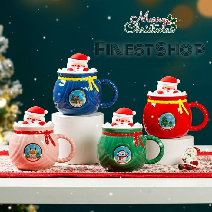 

(COD) Snowball Mug Keramik Santa Kado Natal Hampers Christmas Gift New Year - Pouch Santa, Random Warna aj