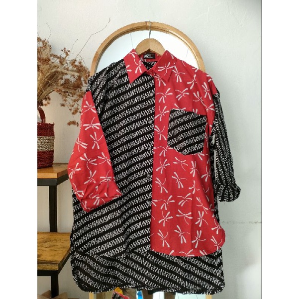 Dissa shirt kemeja batik oversize 2 tone.
