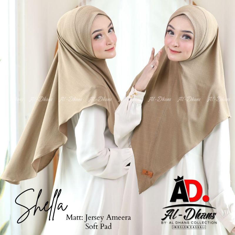 (Ori Aldhans) SHELLA •jilbab instan jersey amara•bergo malay•soft pet