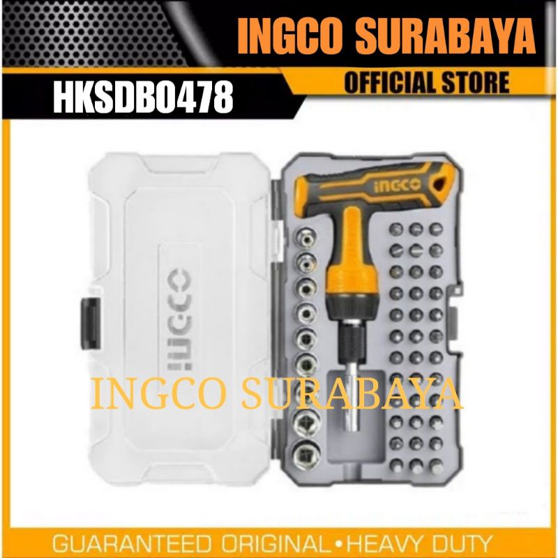 INGCO HKSDB0478 T-HANDLE WRENCH SCREWDRIVER 47PCS OBENG SET KUNCI T TOOLKIT SEPEDA