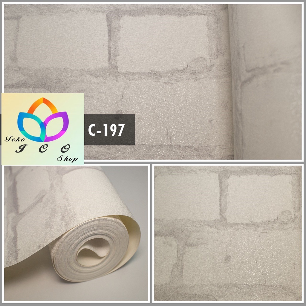 Wallpaper Dinding Vinyl Batu Bata Abu