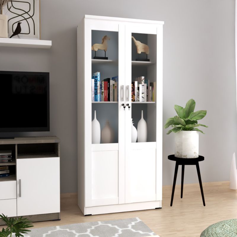 Lemari rak buku pintu kaca 2 / 3 pintu Romaro - BANDUNG area saja