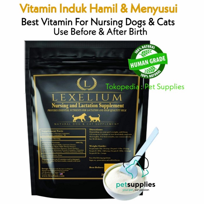 Vitamin Anjing Kucing Hamil Menyusui LEXELIUM Human Grade Natural