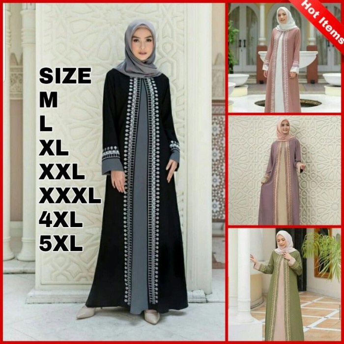 GAMIS HITAM JUMBO LD 140CM MODEL ABAYA / GAMIS SUPER JUMBO LD 130CM(C2P7) Abaya Renda Abaya Polos Ab
