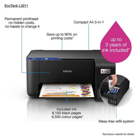 Printer Epson L3211 Print Scan Copy Ink Tank Printer | ITECHBALI