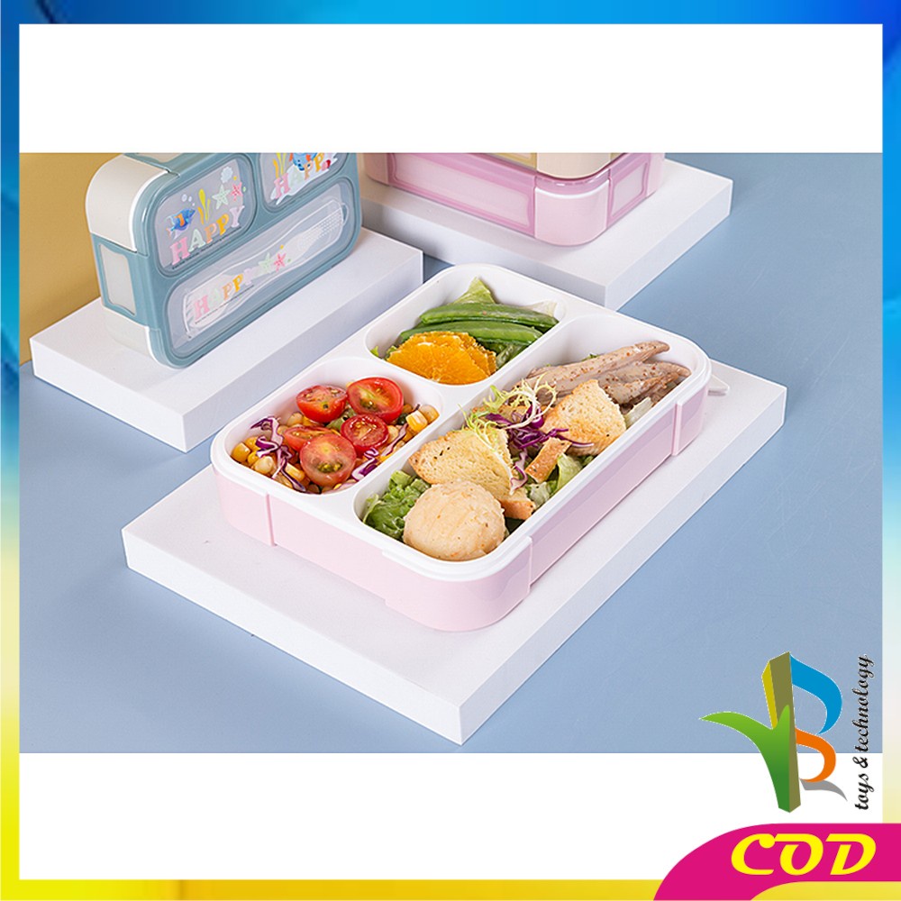 RB-C448 C449 Lunch Box Set Anak 3 Sekat BPA FREE Karakter Dengan Sendok Tempat Makan Anak Kotak Bekal Anak Motif Lucu