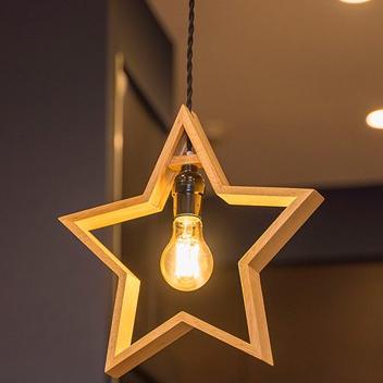 Kap lampu gantung Bintang Rustic kayu Jati Belanda minimalis dekorasi
