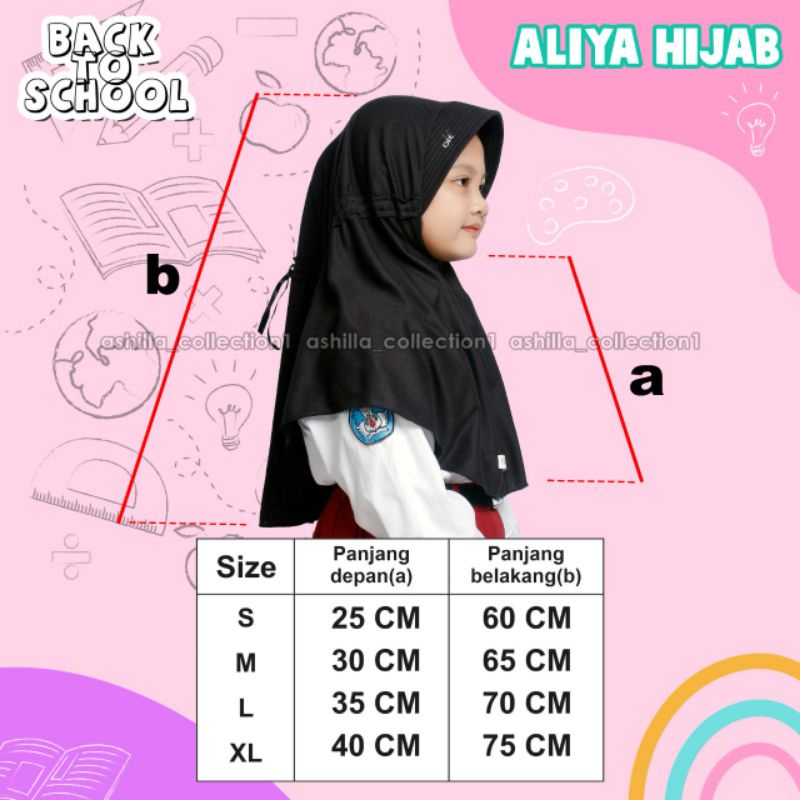 Kerudung Anak Sekolah SD Ukuran S,M,L,XL Model Serut Tali