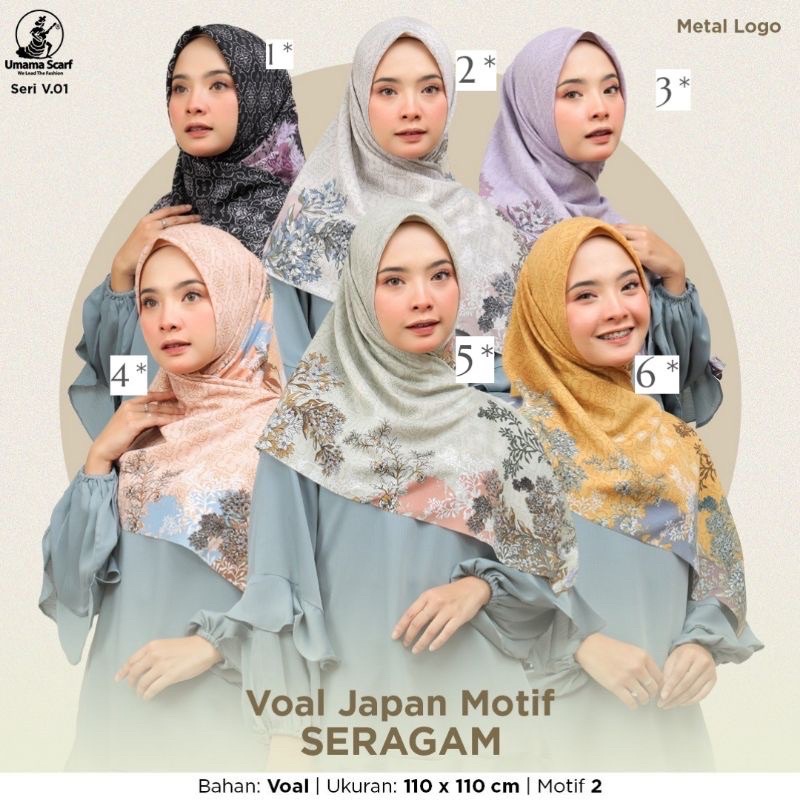 (PART 1) SEGIEMPAT VOAL JAPAN MOTIF METAL LOGO UMAMA SCARF