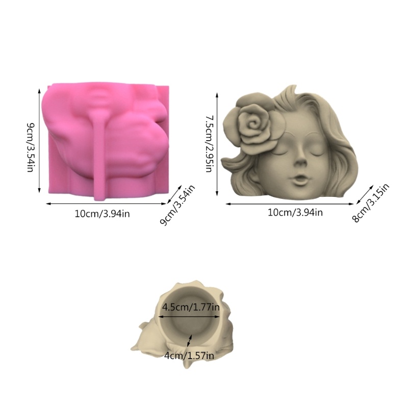 Siy Cetakan Pot Bungatanaman Succulent Bahan Silikon Desain Gadis Mawar 3D DIY Untuk Dekorasi