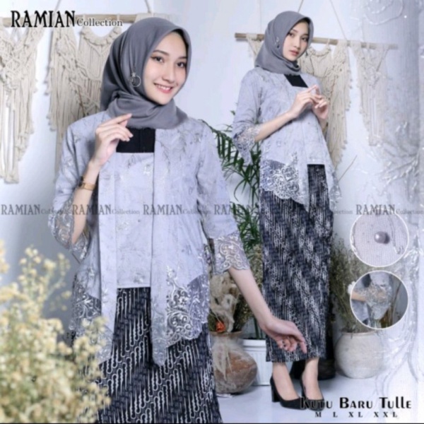 Promo hanya atasan atasan kebaya kutu baru tille/kebaya modern 2021 - silver M Diskon
