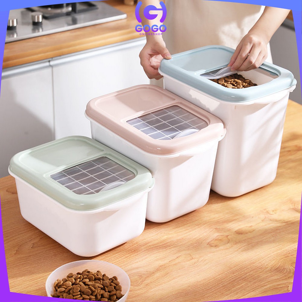 GOGO-C719 Tempat Beras Kotak Penyimpanan Makanan Rice Box Storage Bisa Didorong Dengan Roda / Wadah Serbaguna Box Beras Tepung  Free Cangkir