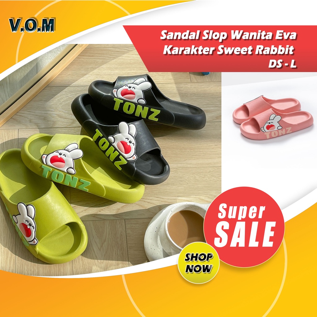 DS-L Sendal / Sandal Slop Wanita Eva Karakter Sweet Rabbit Imut 0848