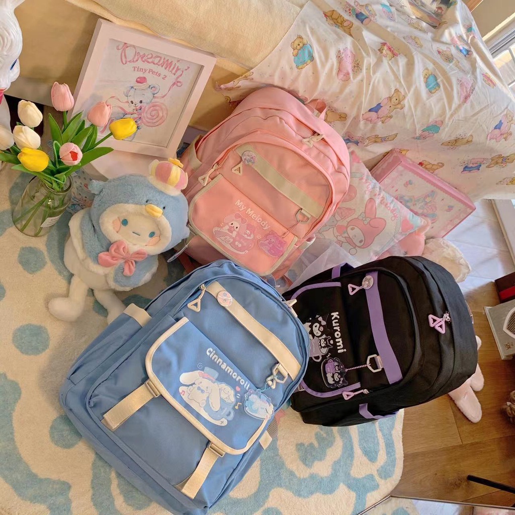 Sera Jepang tas sekolah ransel pesta siswa harian lucu kapasitas besar lampu Sanrio all-match