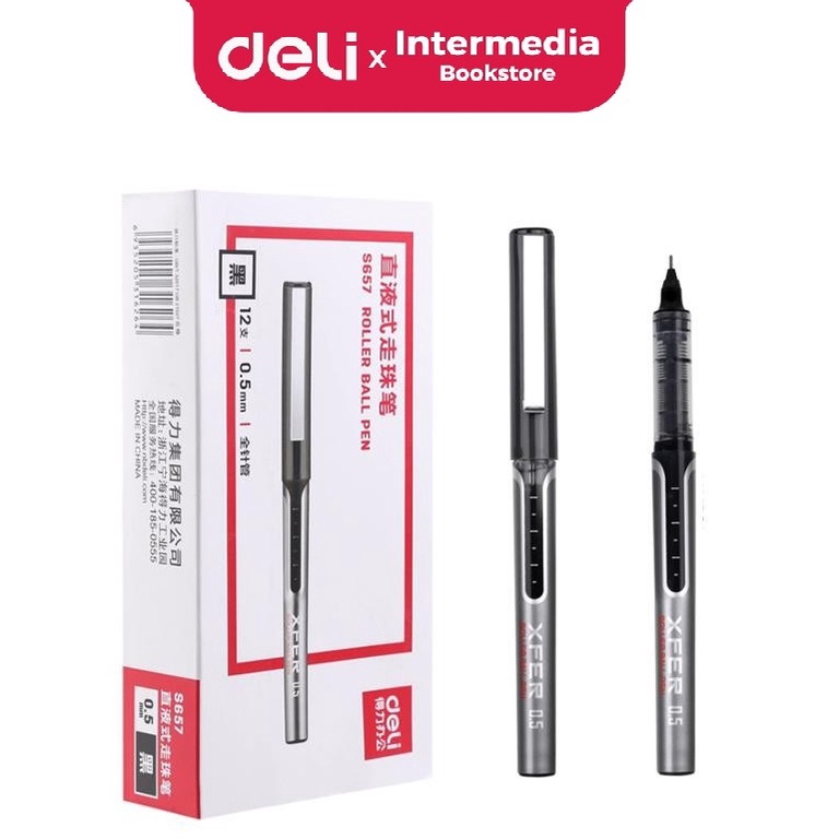 

Deli S657 Pulpen Roller Ball Pen 0.5mm Tinta Hitam