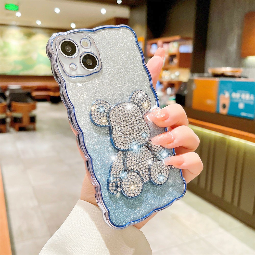 Case Desain Beruang 3D Glitter Untuk iPhone 13 12 11Pro Max X Xr Xs Max 8 7Plus