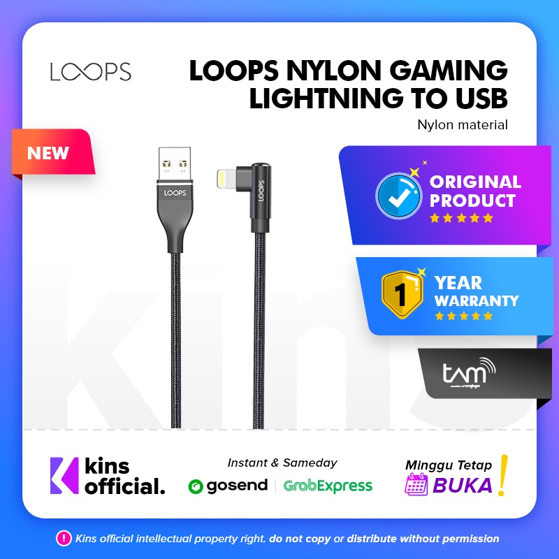 Loops Nylon Gaming Cable Lightning to USB