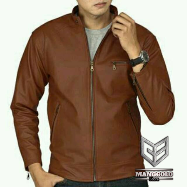 Jaket Kulit OSCAR Pria Jumbo / Jaket Motor Anti Air / Jaket Kulit Pria