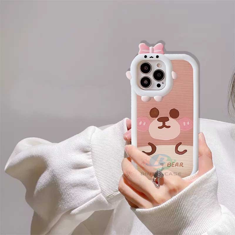 Realme 10 C55 C30 C31 C33 C35 C21Y C25Y RealmeC11 C25 C17 C15 C12 C3 C2 7i 5 5i 6i Beruang Coklat Little Monster Frame Lensa Phone Case Binteacase