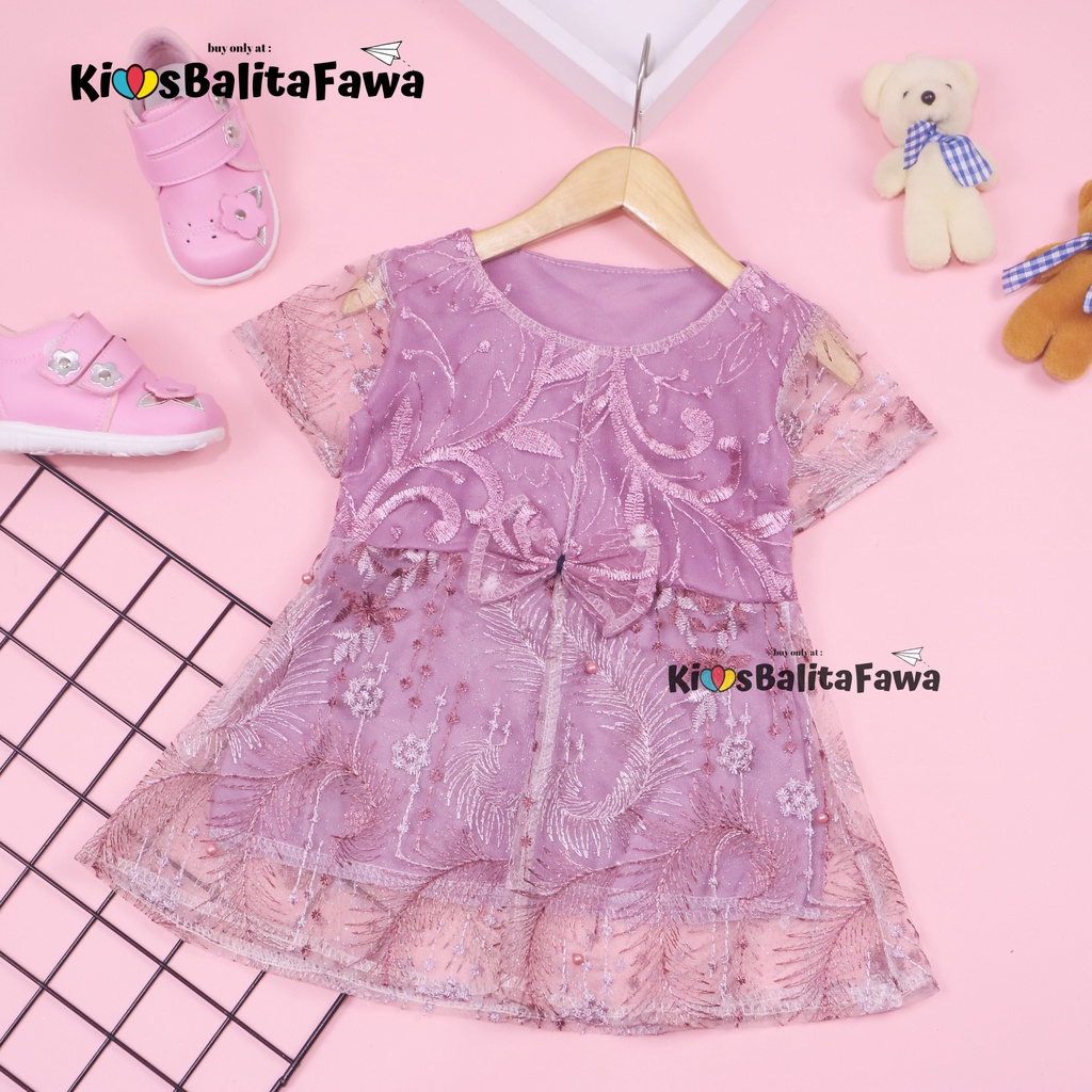 Dress Icha Brukat uk 1-2 Tahun / Dres Brokat Anak Perempuan Gaun Brukat Pesta Baju Import Baby Cewek