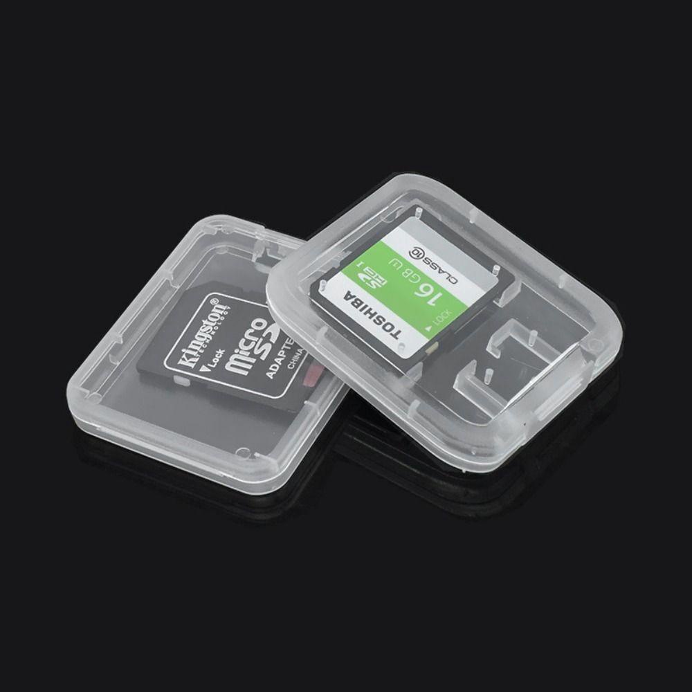 R-FLOWER Sd Memory Card Case Mini Transparan Organizer Case Bening Kotak Penyimpanan Kecil