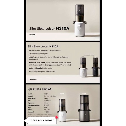 HUROM Slow Juicer H310A-BEC04WH ORIGINAL Korea New Arrivals - Hitam