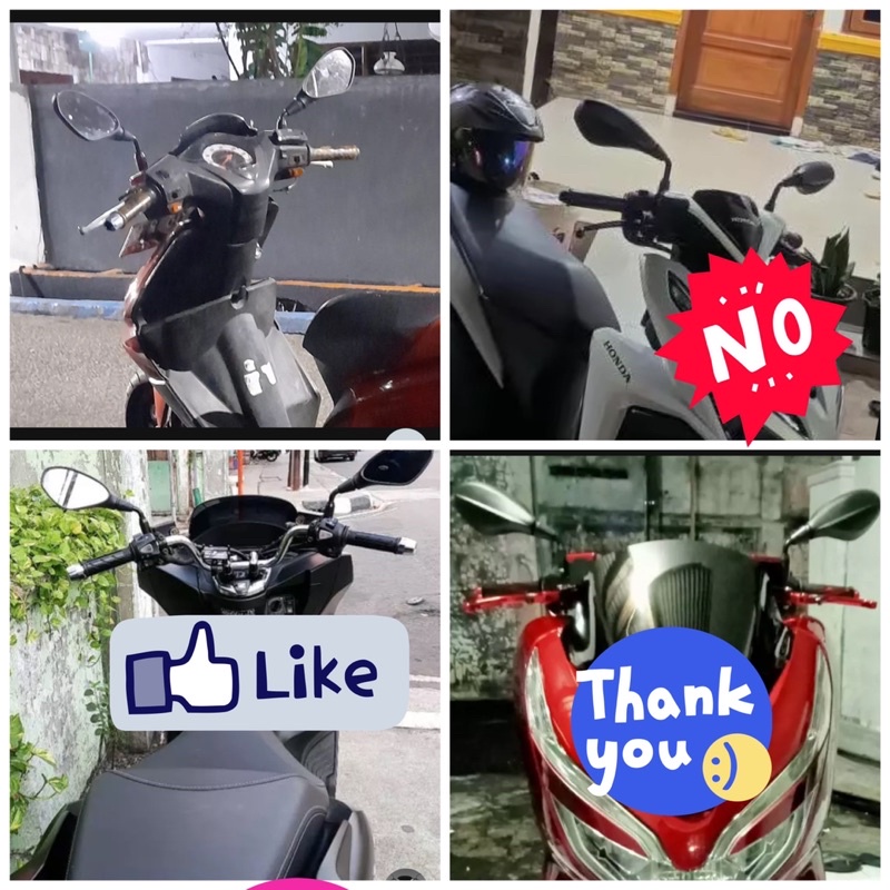 spion motor kaca putih model bmw universal honda yamaha matic bebek plus adaptor sambungan