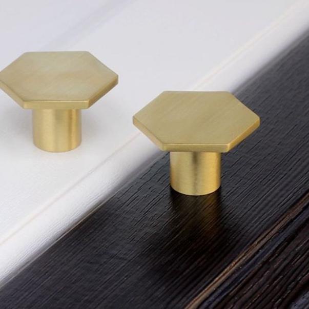 Gold Handle Brass Hexagon Knob Cabinet Pull Tarikan Laci Emas